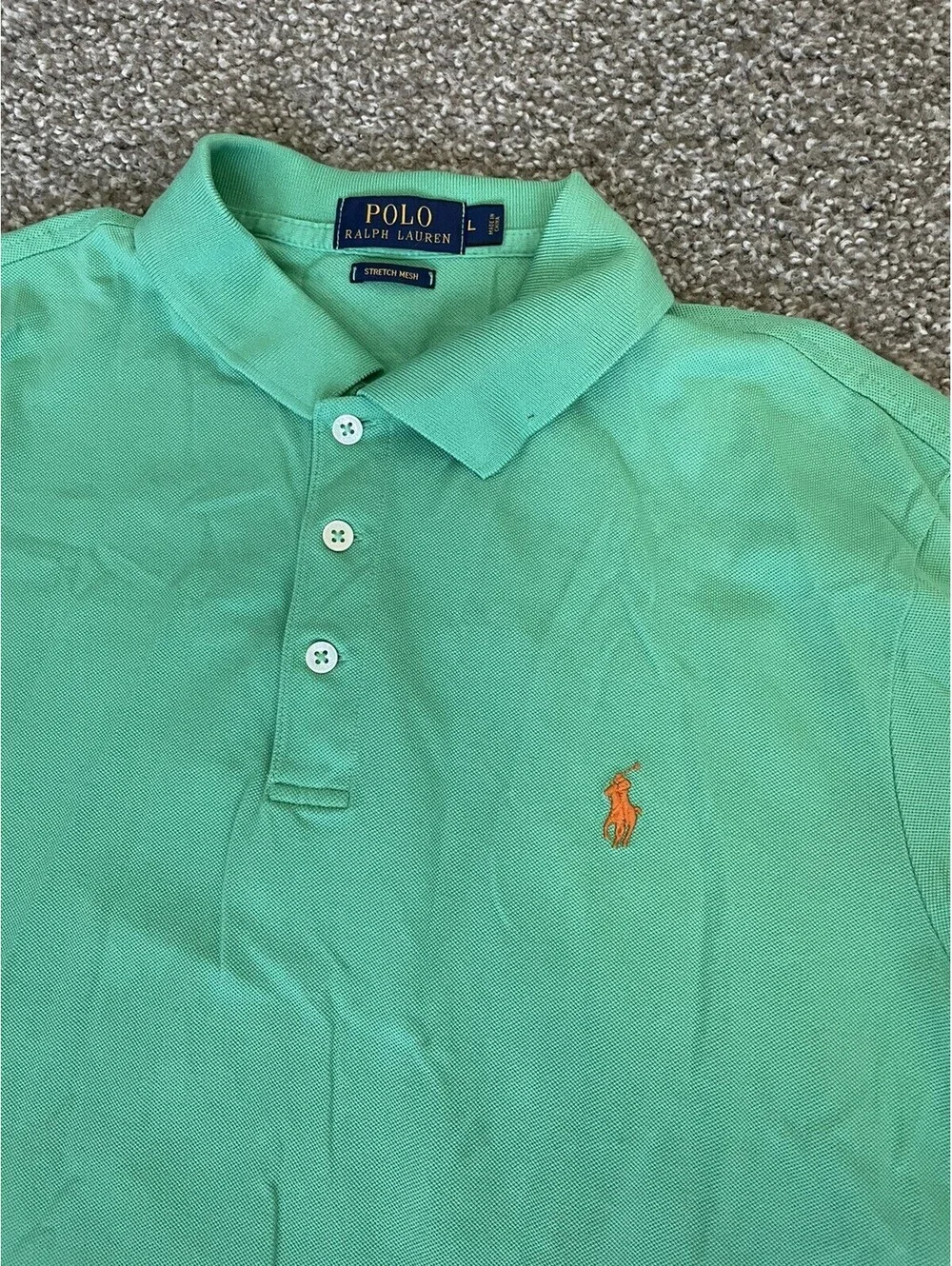 Polo Ralph Lauren Men’s Green Stretch Mesh Short Sleeve Shirt Pony Size Large